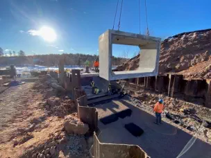 Lowering Box Culvert into position at Cliffs