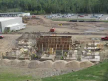 view of industrial construction concrete from above