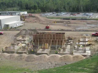 industrial construction with concrete pads