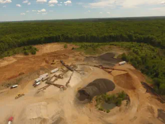 Coveau Pit Aggregate Production drone image